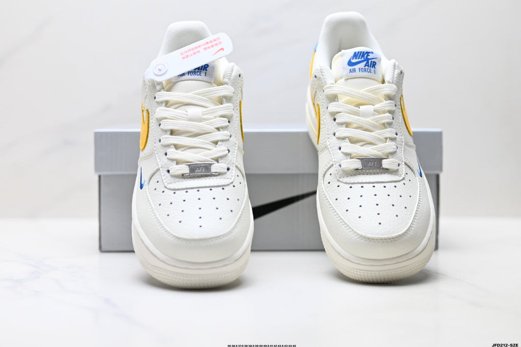 Nike Air Force 1 '07 LV8 Low-Top Sneakers – White/Yellow/Blue