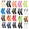 Hellstar Crew Socks, Hip Hop Streetwear Camo Spider Web Flame Star Print Socks, Unisex Mid Calf Athletic Socks For Men Women