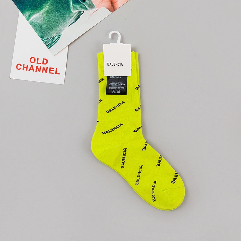 Balenciaga All-over Print Crew Socks, 7 Colors Fashion Streetwear Mid Calf Socks