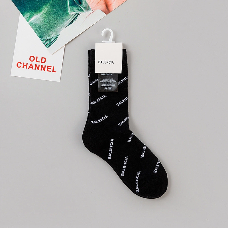 Balenciaga All-over Print Crew Socks, 7 Colors Fashion Streetwear Mid Calf Socks