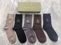 Burberry Ribbed Knit Crew Socks, 5 Pairs Luxury Gift Box, Soft Warm Business Socks