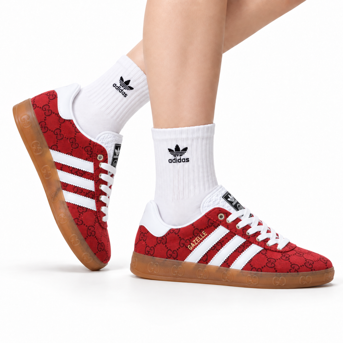 adidas Gazelle Red GG Monogram Sneakers