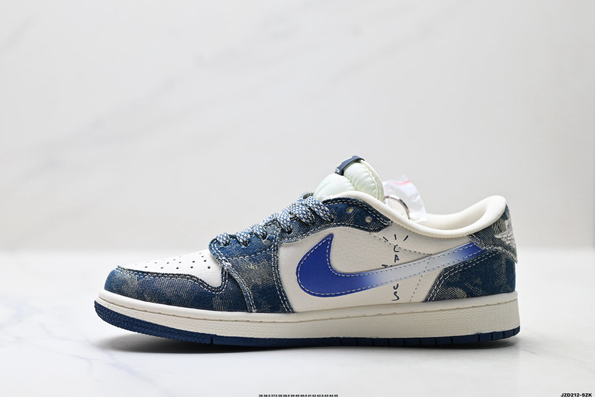Nike Low-Top Sneakers Blue White Graphic Unisex Collaboration Edition Style 20