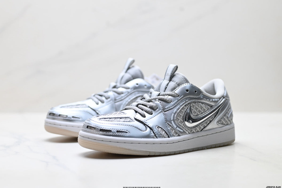 Nike Low-Top Sneakers Silver Monogram Unisex Collaboration Edition Style 11