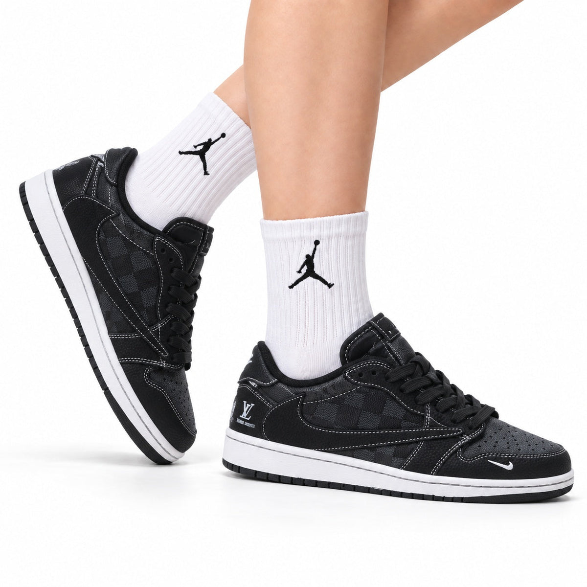 Nike Low-Top Sneakers Triple Black Monogram Unisex Collaboration Edition Style 13