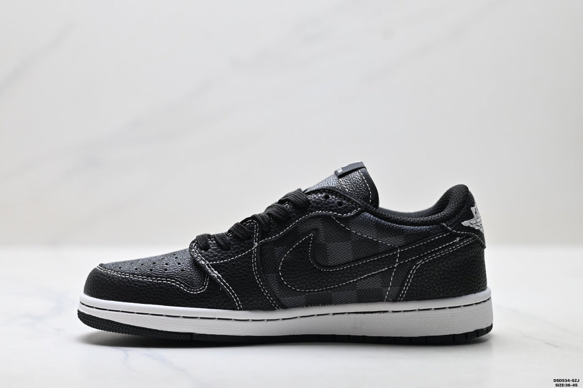 Nike Low-Top Sneakers Triple Black Monogram Unisex Collaboration Edition Style 13