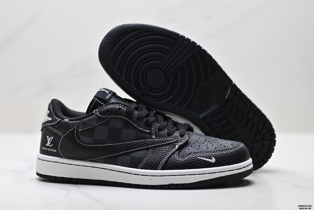 Nike Low-Top Sneakers Triple Black Monogram Unisex Collaboration Edition Style 13