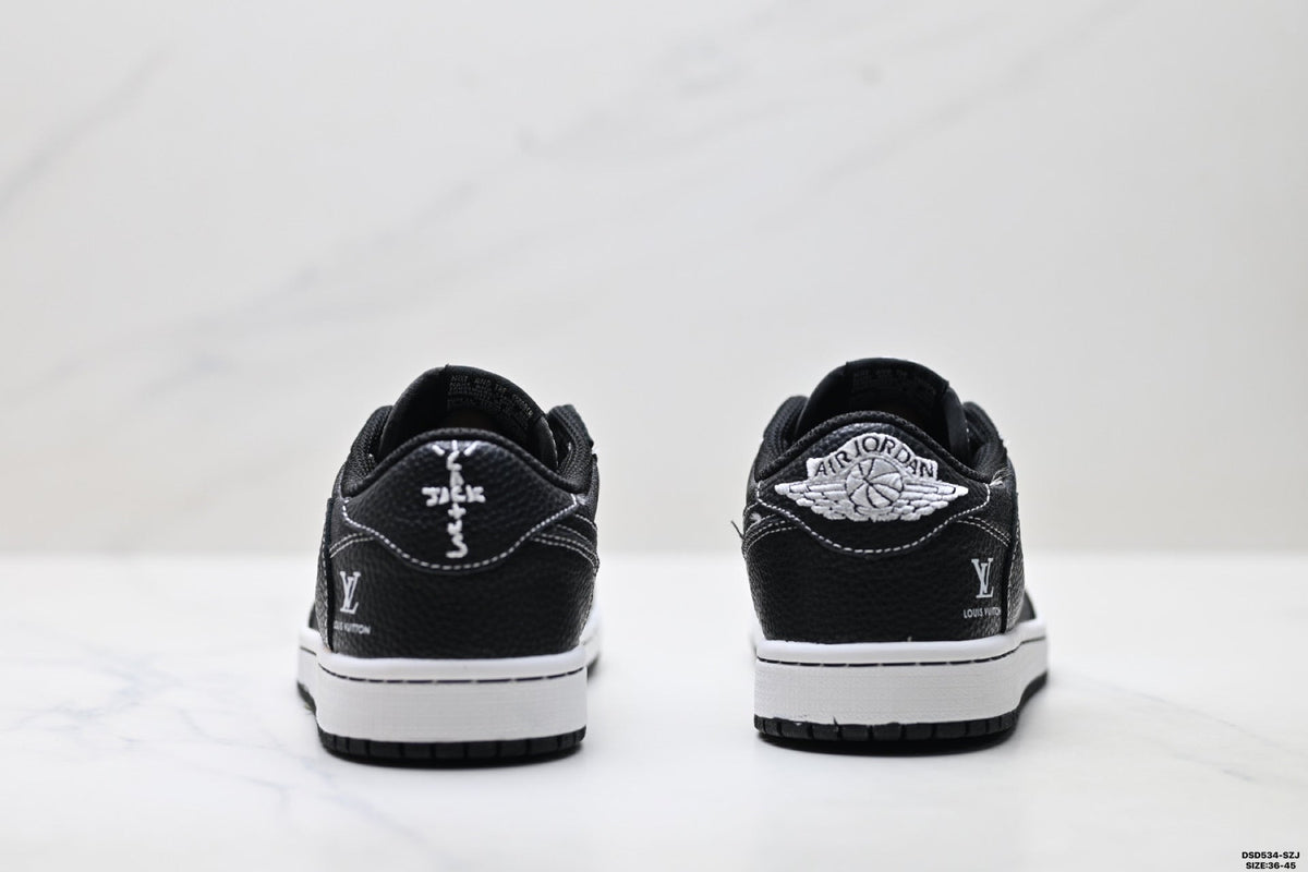 Nike Low-Top Sneakers Triple Black Monogram Unisex Collaboration Edition Style 13