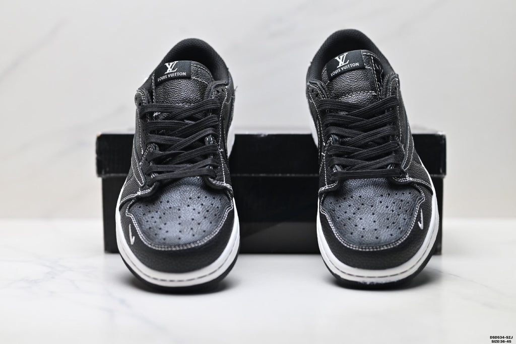 Nike Low-Top Sneakers Triple Black Monogram Unisex Collaboration Edition Style 13