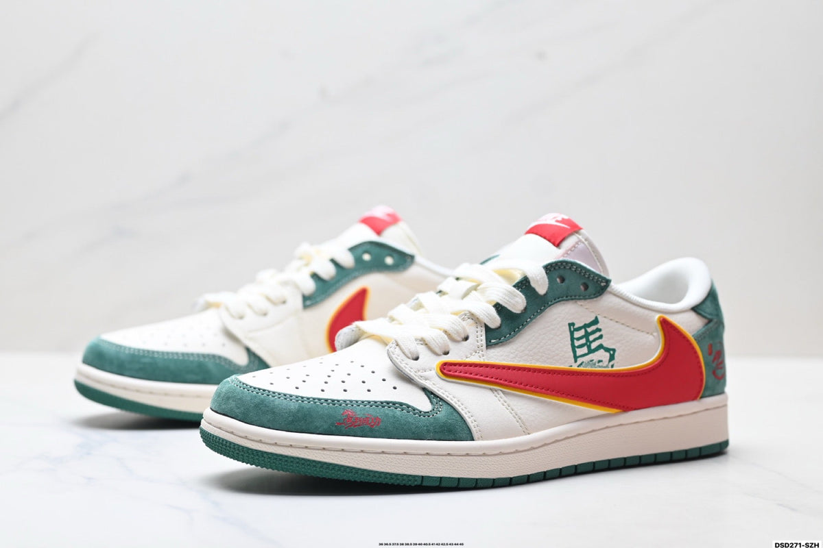 Nike Low-Top Sneakers White Green Orange Unisex Style 26