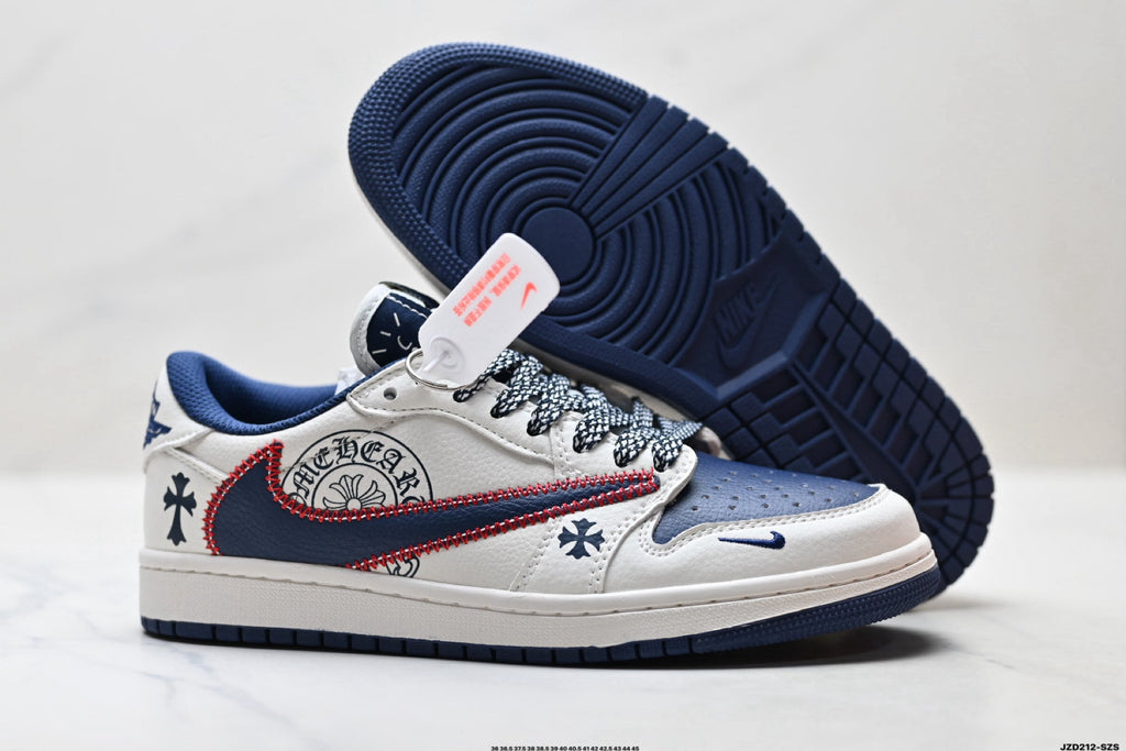 Nike Low-Top Sneakers White Navy Red Graphic Unisex Collaboration Edition Style 27