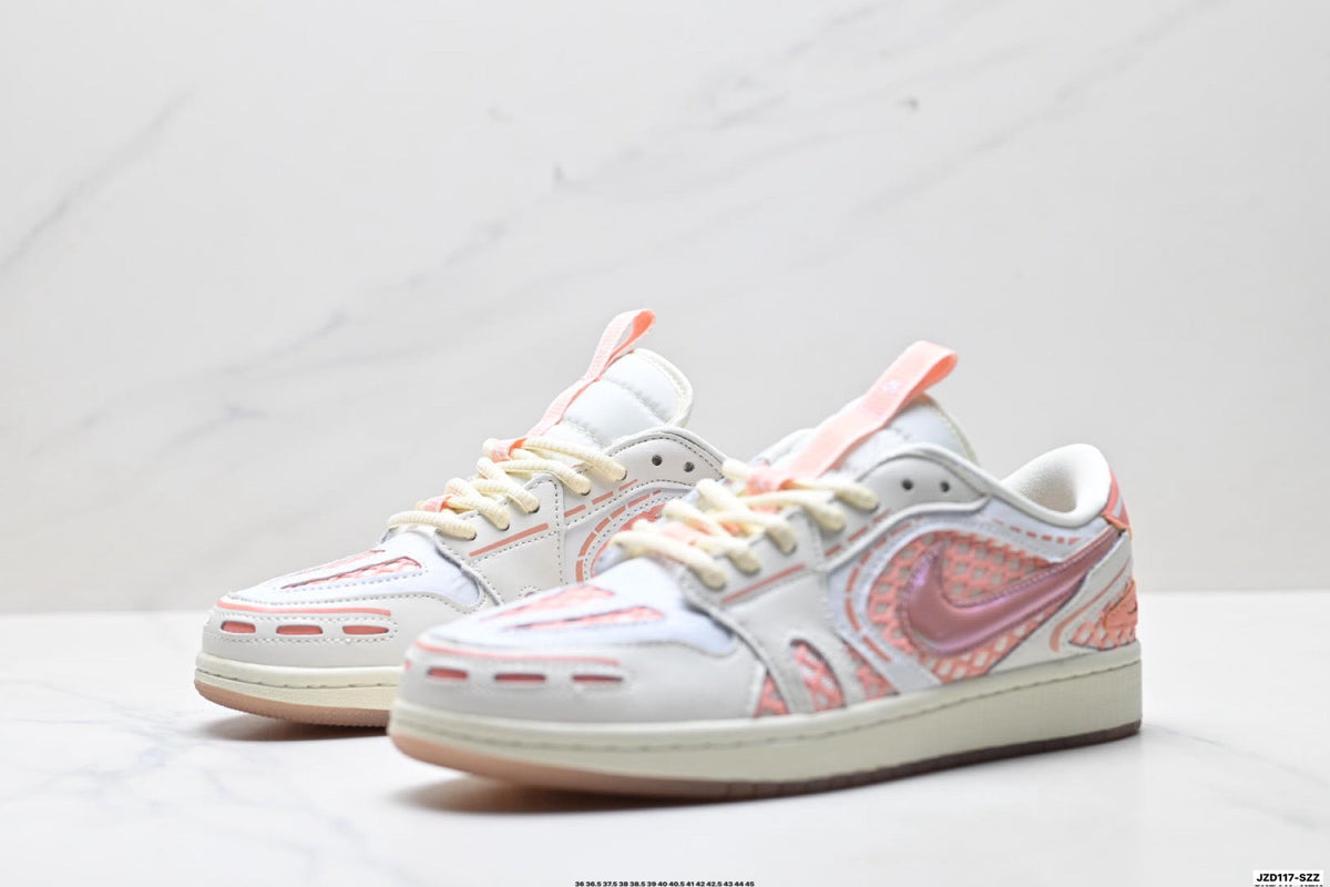 Nike Low-Top Sneakers White Pink Monogram Unisex Collaboration Edition Style 16