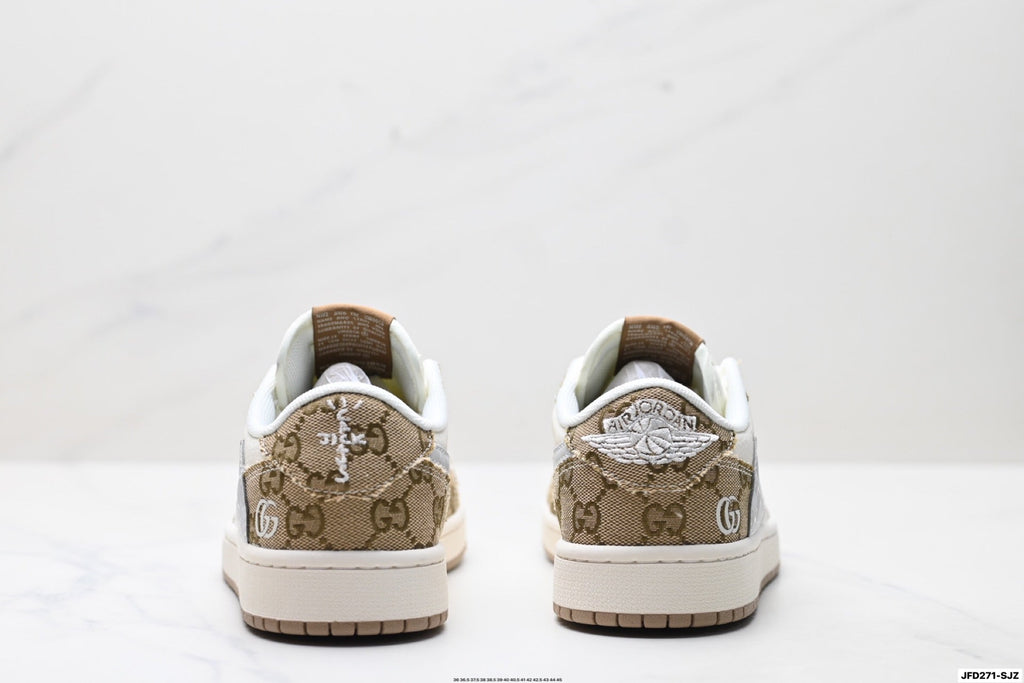 Nike Low-Top Sneakers White Tan Monogram Unisex Collaboration Edition Style 05